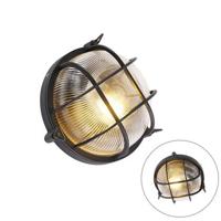 QAZQA Industriële ronde wandlamp zwart IP44 - Noutica - thumbnail