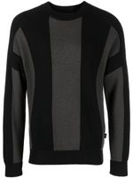 Emporio Armani pull en maille épaisse à rayures - Noir