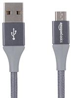 Amazon Basics USB 2.0 USB-A naar Micro USB-kabel, met dubbelgevlochten nylon, 3 m, tablet, donkergrijs
