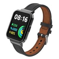 By Qubix - Leren band met case - Zwart - Xiaomi Redmi Watch 2 (Lite)