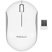 Macally RFQMOUSE 2.4 GHz draadloze optische RF computermuis met drie knoppen/scrollwiel voor Mac/PC - wit