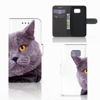 Samsung Galaxy S6 Edge Telefoonhoesje met Pasjes Kat