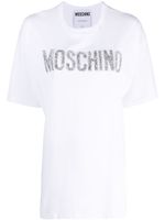 Moschino t-shirt en coton à logo orné de cristaux - Blanc