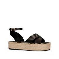 Sacha leren plateau sandalen zwart