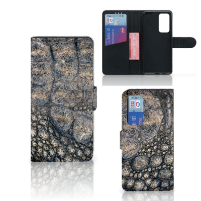 Huawei P40 Telefoonhoesje met Pasjes Krokodillenprint Huawei P40 Telefoonhoesje met Pasjes Krokodillenprint