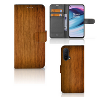 OnePlus Nord CE 5G Book Style Case Donker Hout - thumbnail