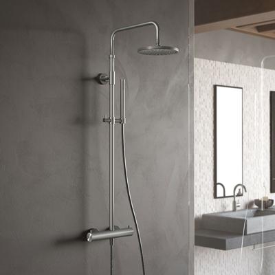 Regendoucheset Hotbath Archie Opbouw Rond Geborsteld RVS Thermostaatkraan Regendouche Handdouche 2 Greeps