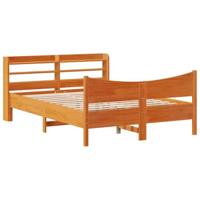 vidaXL Bedframe met hoofdbord massief grenenhout wasbruin 120x200 cm, bed, bed ombouw, twijfelaar bed, bedbodem, slaapkamermeubel, 2-persoons bedframe