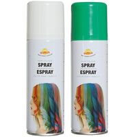 Carnaval verkleed haar verf/spray - groen en wit - spuitbus - 125 ml