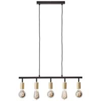 Brilliant Lamp Tiffany bar pendel 5flg zwart mat/messing geborsteld goud 5x A60, E27, 28 W