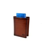 Met Figuretta Card protector in Bilfold leren portemonnee Bruin