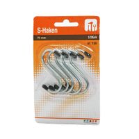 5x stuks S-haken met zwarte beschermlaag 7,5 cm