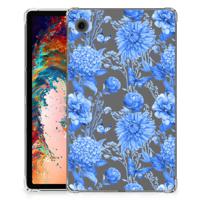 Siliconen Hoesje voor Samsung Galaxy Tab A9 Flowers Blue - thumbnail