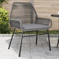 Tuinstoelen 2 st met kussens poly rattan grijs - thumbnail