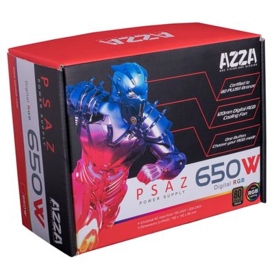 Azza PSAZ-650W(ARGB) power supply unit 20+4 pin ATX ATX Zwart
