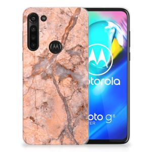 Motorola Moto G8 Power TPU Siliconen Hoesje Marmer Oranje