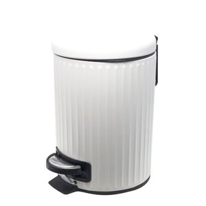 1x Witte badkamer/toilet vuilnisbakken/pedaalemmers RVS 3 liter 26 cm   -