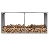 vidaXL Haardhoutschuur 330x92x153 cm gegalvaniseerd staal antraciet