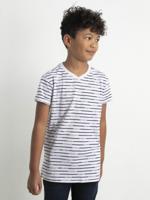 50% korting - Petrol Industries Jongens Gestreept V-hals T-shirt Silver Grijs Melee - 116