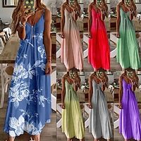 dames casual jurk onderjurk boho jurk lange jurk maxi jurk paars roze geel mouwloos kleurverloop slank herfst lente zomer v-hals basic dagelijks vakantie zomer jurk 2023 s m l xl xxl 3xl Lightinthebox