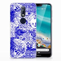 Silicone Back Case Nokia 7.1 Angel Skull Blauw - thumbnail