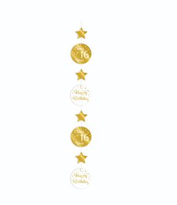 Hangdecoratie 16 Jaar Goud/Wit (1,2m)