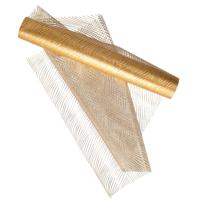 Home & Styling decoratie stof/tafelloper - goud - streep - 30 x 500 cm - polyester - thumbnail