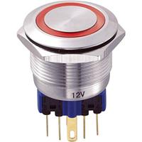 TRU Components 701776 GQ22-11E/R/12V Vandalismusgeschützter Drucktaster 250 V/AC 5A 1 x Ein/(Ein) t