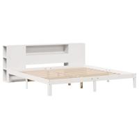 vidaXL Bed met boekenkast zonder matras grenenhout wit 200x200 cm