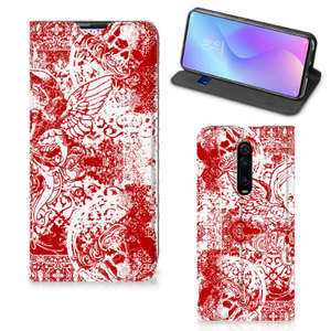 Mobiel BookCase Xiaomi Mi 9T Pro Angel Skull Rood