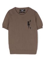 Neil Barrett Kids t-shirt en coton à logo brodé - Marron