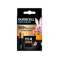Duracell Optimum AA-batterijen (4 stuks) - 1,5V-alkaline batterijen - Tot 200% extra levensduur of extra kracht - 100% recyclebaar, 0% plastic verpakking - LR6 MX1500