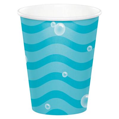 24x Oceaan/zee Themafeest Bekertjes Blauw 266 Ml - Feestservetten