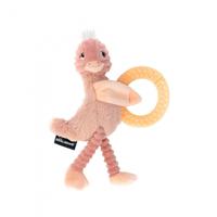 Les Deglingos bijtrinng struisvogel beige 11 cm