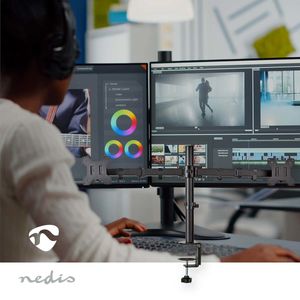 Nedis Monitorbeugel voor Bureaus | 2 Scherm(en) | 15 - 32 " | 75x75 / 100x100 | Draai- en Kantelbaar - MMDOS110BK