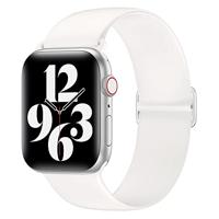 By Qubix - Elastische Solo Loop bandje - Wit - Compatible met Apple Watch 38mm / 40mm / 41mm / 42mm - Compatible Apple watch bandjes