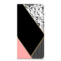 Motorola Moto G52 | Moto G82 Stand Case Zwart Roze Vormen - thumbnail