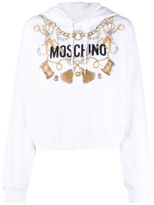 Moschino hoodie en coton à logo imprimé - Blanc