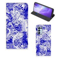 Mobiel BookCase OPPO Find X3 Lite Angel Skull Blauw