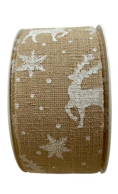 Verhaak decoratieband rendier print unisex 2 meter beige Verhaak decoratieband rendier print unisex 2 meter beige