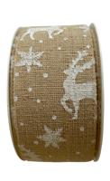 Verhaak decoratieband rendier print unisex 2 meter beige