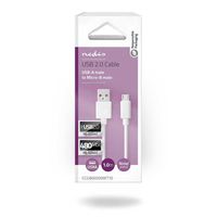 USB-Kabel | USB 2.0 | USB-A Male | USB Micro-B Male | 480 Mbps | Vernikkeld | 1.00 m | Rond | PVC | - thumbnail