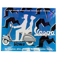 Vespa Blauw Emaille Bord - 40 x 50 cm