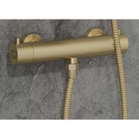 Douchekraan SaniClear Brass | Opbouw | Thermostaatkraan | 1-weg | hoh 15 cm | 2-knops | Rond | Goud - thumbnail