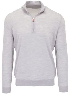 Kiton sweat en laien à col zippé - Gris