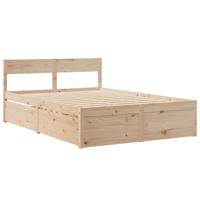 vidaXL Bedframe met laden, massief grenenhout, 120 x 190 cm, slaapkamermeubel, lattenbodem, bedframe, tweepersoonsbed