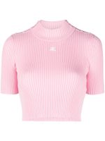 Courrèges haut nervuré à logo brodé - Rose