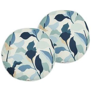 Beliani - VEGLINO - Tuinkussen set van 2 - Blauw - ⌀ 40 cm - Polyester