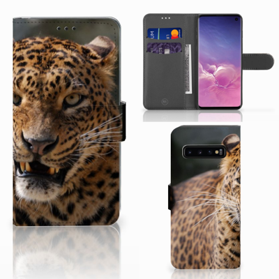 Samsung Galaxy S10 Telefoonhoesje met Pasjes Luipaard