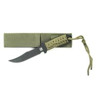 Metalen survival combat mes groen 19.5 cm   -